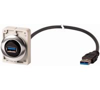 Prise encastrée, 1,5 m, câble confectionné avec fiche mâle USB 3.0, type A, anneau avant métallique embase femelle M30C-FUSB-60 Y7-187084 Eaton Contenu: 1 pc(s)