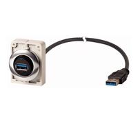 Prise encastrée, 1,5 m, câble confectionné avec fiche mâle USB 3.0, type A, anneau avant métallique embase femelle M30C-FUSB-60 Y7-187084 Eaton Contenu: 1 pc(s)