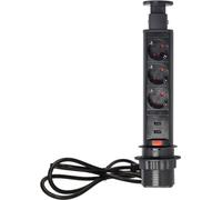Prise encastrée 6cm 3x250V avec chargeur USB Serrure 1,8 m OR-AE-1349(GS)/B Schuko