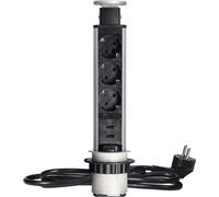 Prise encastrée 6cm 3x250V avec chargeur USB Serrure 1,8 m OR-AE-1349(GS) Schuko