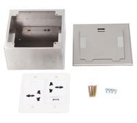 Prise encastrée au sol, étanche, en acier inoxydable, prise plate, 16 A, 2 prises universelles à 3 broches, connecteur réseau USB, couleur argent