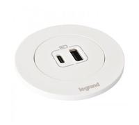 Prise encastrée avec chargeur USB-A et USB-C - blanc - INCARA? Disq 60 LEGRAND