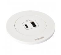 Legrand Prise encastrée INCARA™ Disq 60 avec chargeur USB-A et USB-C blanc