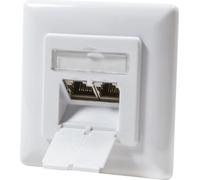 Prise encastrée Cat. 6a double, blindée, 2 x RJ45 blanc