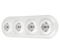 Prise encastrée en porcelaine, style rétro, 4 prises, système tout-en-un, série SET, couleur blanche