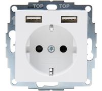 Prise encastrée Kopp HK07 avec 2 ports USB, blanc arctique mat
