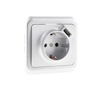 - Prise encastrée Schuko 16A + USB A - Gris - Antaria