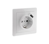 - Prise encastrée Schuko + USB A - Blanc - Orys