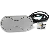Prise encastrée Thebo 17096 acier inoxydable ST 09 avec couvercle pivotant