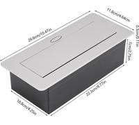 Prise escamotable - Prise de table pour plan de travail - 2 prises UE + 2 ports de recharge USB - 250 V 16 A - Alliage d'aluminium - Argent