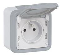 Legrand 069731 Prise Étanche 2P+T avec Éclips de Protection, Plexo Complet Saillie, 16A, Gris