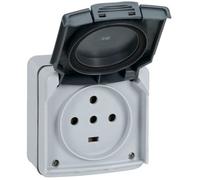 Prise étanche 3P+T+N 20A Plexo complet IP55 saillie - gris - LEGRAND - 91657