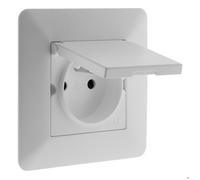 Prise étanche + clapet IP44 2P+T 16A - blanc - Artezo - Zenitech