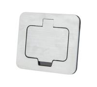 Protec - Prise de Sol Étanche Carrée Simple 16A 2P+T IP55 - Métal Brossé - Ouverture Clapet 128° avec Boîte d'Encastrement Incluse - Design Élégant - 1 Poste