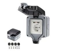 Prise étanche IP66 murale AIMOONSA - prise électrique extérieure avec couvercle et ports USB