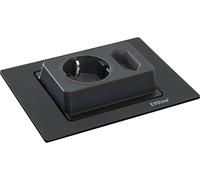 Prise EVOline Spin, prise Schuko, prise Euro, prise encastrable, orientable à 180° pour une utilisation flexible, plastique noir mat, faible profondeur d'encastrement