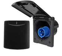 Prise extérieure CEE - Prise d'alimentation encastrable pour caravane et camping-car - 220 V - 250 V ABL - Couvercle magnétique - Noir