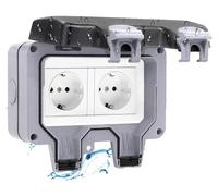 Prise extérieure, design étanche, double port USB, gris, prise murale, 2