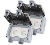 Prise extérieure double - Prise étanche pour jardin - Pour appareils d'extérieur - Avec interrupteurs - Indice de protection IP66 - Anthracite