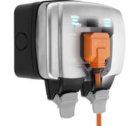 Prise extérieure double, résistante aux intempéries, en acier inoxydable noir, 13A, indice de protection IP66