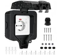 Prise Exterieure Etanche IP66 avec Couvercle, Interrupteur | Prise Etanche Exterieur avec Voyant Lumineux, pour Jardin, Garage, Piscine Cuisine, Salle de Bain, Pièce Humide Extérieur