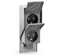 Prise extérieure/humide PIWI en saillie IP44 double Schuko 16A/230V Acier