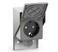ledscom.de Prise extérieure/humide PIWI, en saillie, IP44, 1x Schuko, 16A/230V, inox, plastique