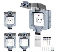 Prise extérieure ISOISL 4X, prise de courant pour l'extérieur, à encastrer ou à fixer au mur, pour jardin, type Schuko, étanche avec interrupteur, 16A, IP65