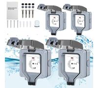 Prise extérieure Peviasot, 4 prises, pour mur, adaptée aux jardins, usage extérieur, étanche, avec interrupteur, à fixer, 16A, IP65
