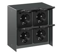 Prise extérieure quadruple STEDDA IP44 acier inoxydable anthracite carré