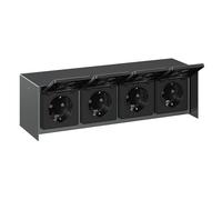 ledscom.de Prise extérieure quadruple STEDDA, IP44, acier inoxydable anthracite horizontal, prises pour jardin, terrasse et extérieur