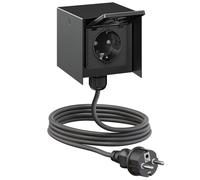 Prise extérieure simple STEDDA avec câble de 2 m, IP44, en acier inoxydable