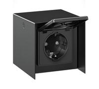 Prise extérieure simple STEDDA IP44 acier inoxydable noir Prises de courant