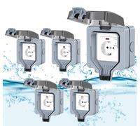 Prise extérieure Vigevee 5X, prise d'extérieur, prise murale, prise pour jardin, Schuko, étanche avec interrupteur, 16A, IP65