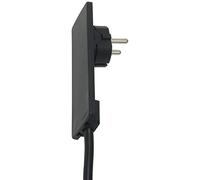 Prise extra plate 16 A 230 V/AC noir Schulte ElekTrotechnik Evoline© Plug | Fiche plate avec levier de débranchement facile pour prises murales standard, design compact et ergonomique.