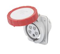Prise Fixe Encastrée 10 Degrés IP67 3P+N+T 32A 380-415V Rouge Câblage À Vis