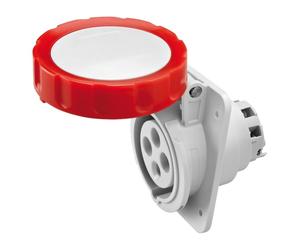 Prise Fixe Encastrée 10 Degrés IP67 3P+T 32A 380-415V Rouge Câblage À Vis