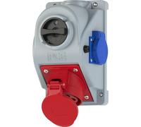 Prise fixe encastrée avec interrupteur type ""Combo-Pol"" 32A 400V 3P+Z+N, prise 230V, interrupteur 0-1 IP44