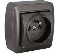 Prise française 2P+T 16A 250V en saillie - Noir graphite - Solera