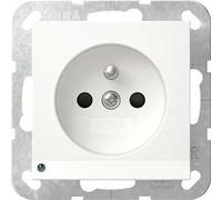 Prise Gira avec broche de terre, voyant LED + SP Système 55 blanc pur m 448927