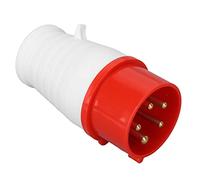 Prise Industrielle 16A 220-380V, étanche IP44, Prévention du Vieillissement, Rouge, Connecteur de Prise CEE 5 Broches, pour Caravanes de Camping (HR-015 Mâle)