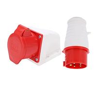 Prise Industrielle Triphasée 5 Broches 16A, Prise Mâle et Femelle, 3 P + N + T, pour Rallonge Électrique et Camping-Car, Usage Intérieur et Extérieur