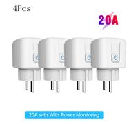 Prise intelligente Tuya Zigbee EU 16A/20A avec moniteur de consommation, minuterie, commande vocale, compatible avec Alexa, Google Home, Alice et Tuya 20A 4 PACK