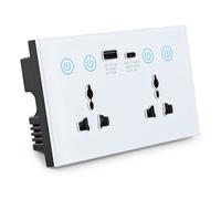 Prise intelligente universelle UE/UK/US Tuya WiFi blanche avec port USB et Type-C