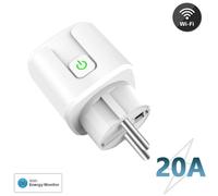 Prise Intelligente Wifi, 20a, Ue, Application Tuya Smart Life, Fonctionne Avec Alexa, Google Home Assistant, Contrôle Vocal, Moniteur De Puissance