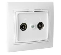 Prise intermédiaire blanche de la série Europa, conçue pour TV et radio. Compacte et avec connectivité efficace, elle est idéale pour les installations électriques résidentielles.