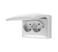 Prise IP44, double compacte avec Simon Aquaclick ACGZ2/11