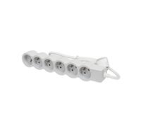 Prise Legrand Standard 6x2P avec cordon 3M - Blanc-Gris (Prise européenne) - 049494 [10 Pièces]