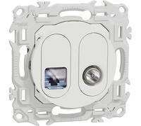 Prise mixte odace RJ45 Cat.6 STP + TV - blanc craie - SCHNEIDER - S920141