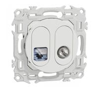 Prise mixte RJ45 Cat.6 STP + TV - Odace 2025 - Blanc craie SCHNEIDER